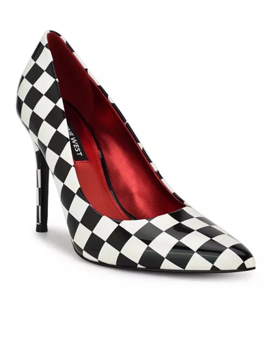 Nine West Black & White Checkerpoint Stiletto Pump